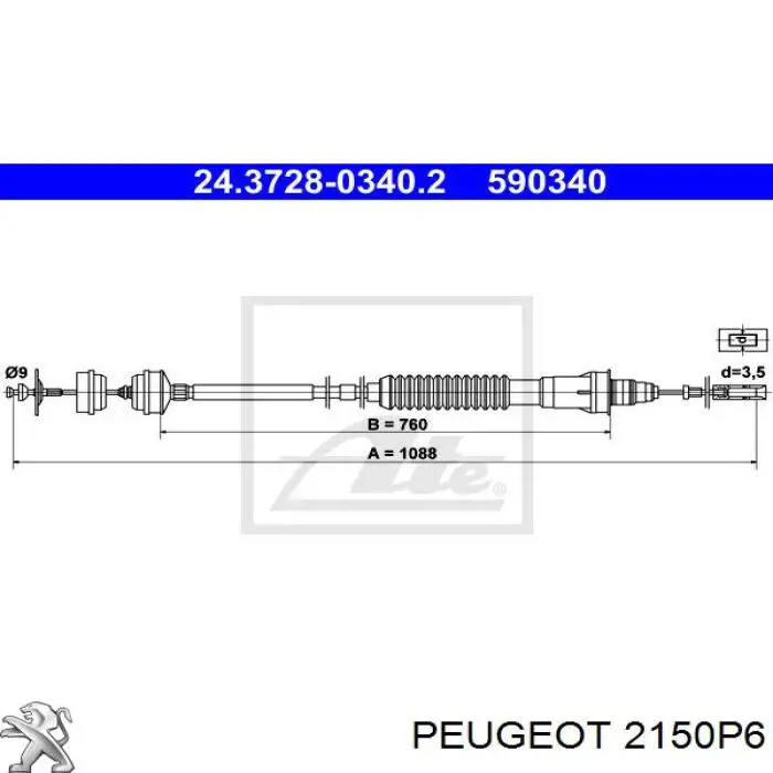 Compre 2150P6 Peugeot/Citroen Cabo de embraiagem