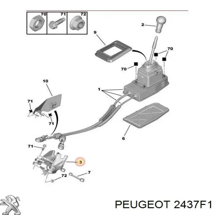 Compre 2437F1 Peugeot/Citroen Consola de fixação de cabos da Caixa de Mudança