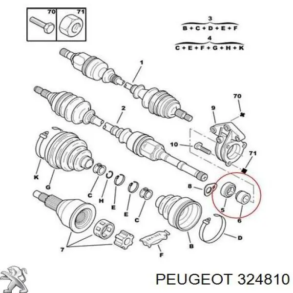 324810 Peugeot/Citroen Anel de travagem de rolamento suspenso do semieixo dianteiro
