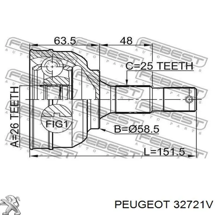 Compre 9642876780 Peugeot/Citroen Semieixo (acionador) dianteiro esquerdo