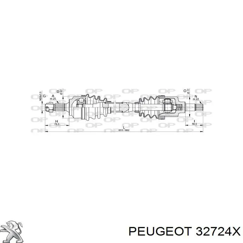 Semieixo (acionador) dianteiro esquerdo Peugeot/Citroen 9637378180 preço, a partir de 52,78 USD