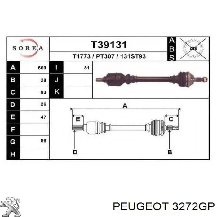 Semieixo (acionador) dianteiro esquerdo GSP 210285 preço, a partir de 109,15 USD