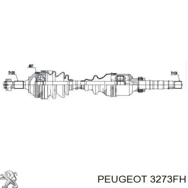 Semieixo (acionador) dianteiro direito Peugeot/Citroen 3273FH preço, a partir de 75,04 USD