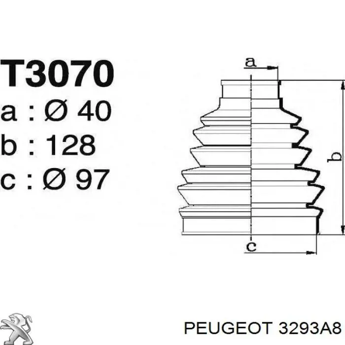 Compre 3293A8 Peugeot/Citroen Bota de proteção externa de junta homocinética do semieixo dianteiro