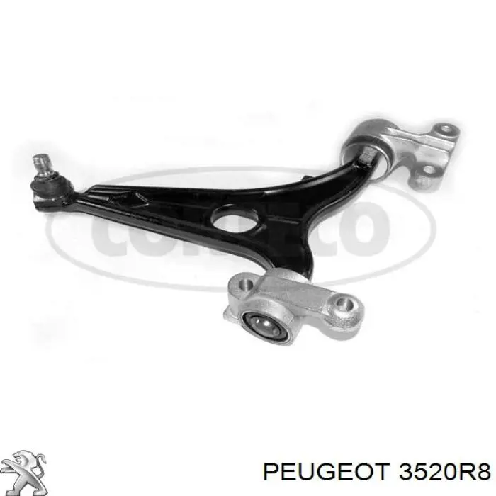 3520R8 Peugeot/Citroen Braço oscilante inferior esquerdo de suspensão dianteira
