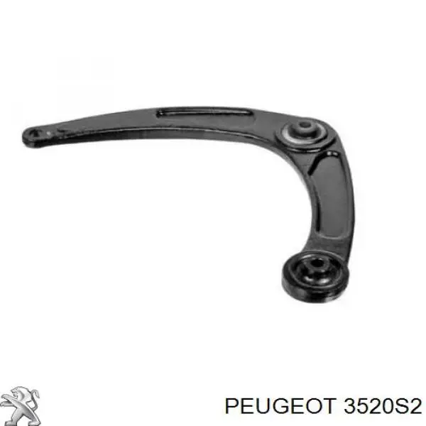 3520S2 Peugeot/Citroen Braço oscilante inferior esquerdo de suspensão dianteira