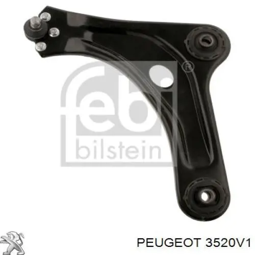 3520V1 Peugeot/Citroen Braço oscilante inferior esquerdo de suspensão dianteira