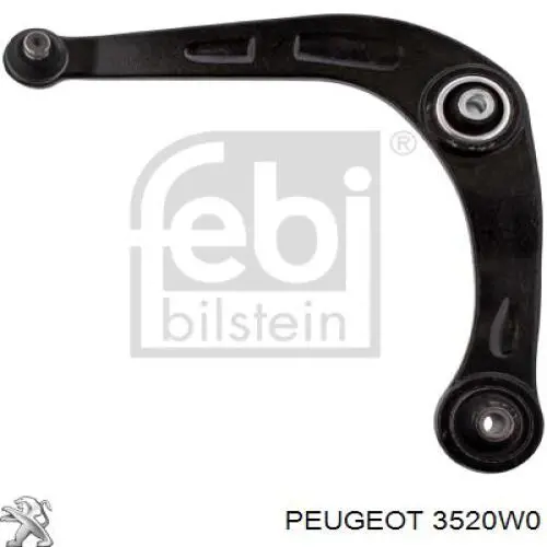 3520W0 Peugeot/Citroen Braço oscilante inferior esquerdo de suspensão dianteira