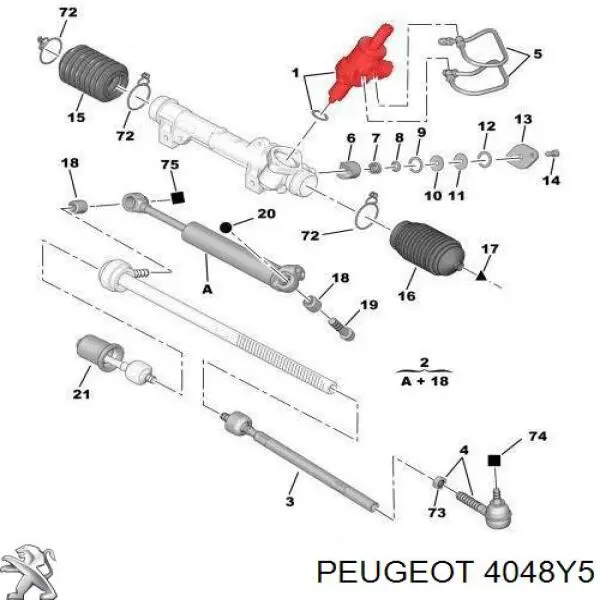Mecanismo de direção (redutor) Peugeot Partner I 5F