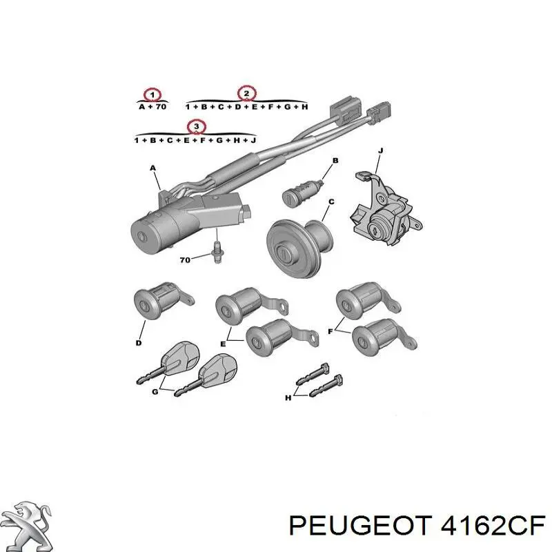 Fechadura da porta de encendido com chaves, kit Peugeot/Citroen 4162CF preço, a partir de 122,58 USD