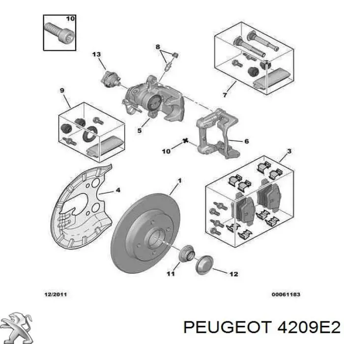 Compre 4209E2 Peugeot/Citroen Proteção do freio de disco traseiro