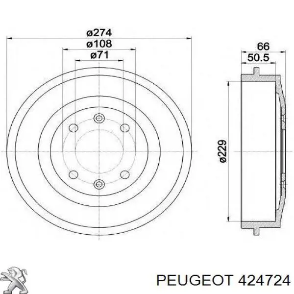 Compre 424724 Peugeot/Citroen Tambor do freio traseiro