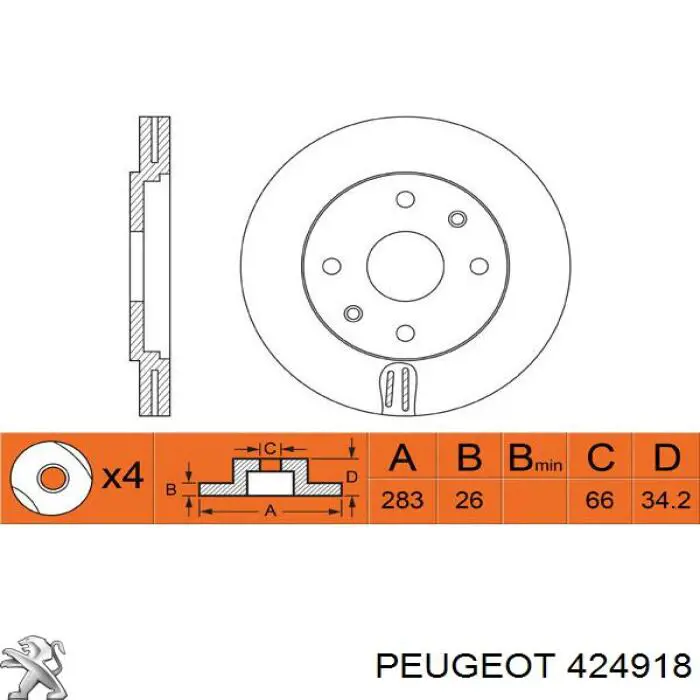 Compre 424918 Peugeot/Citroen Disco do freio dianteiro