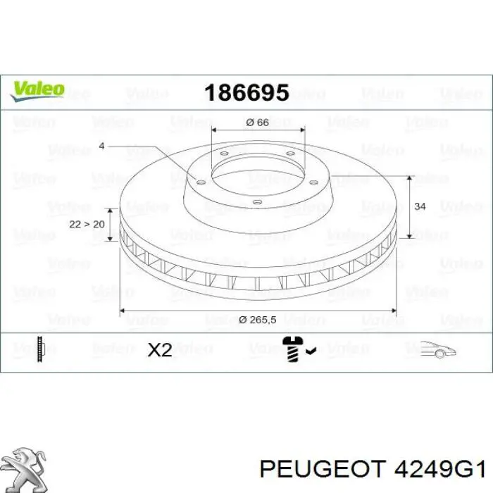 Compre 4249G1 Peugeot/Citroen Disco do freio dianteiro