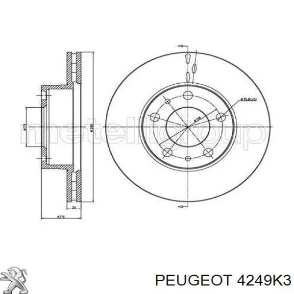 Disco do freio dianteiro Peugeot/Citroen 4249K3 preço, a partir de 81,12 USD