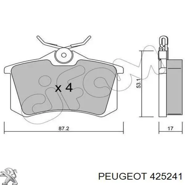 Compre 425241 Peugeot/Citroen Sapatas do freio traseiras de disco