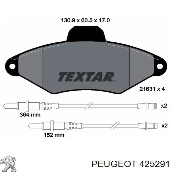 Sapatas do freio dianteiras de disco Peugeot/Citroen 425291 preço, a partir de 29,40 USD