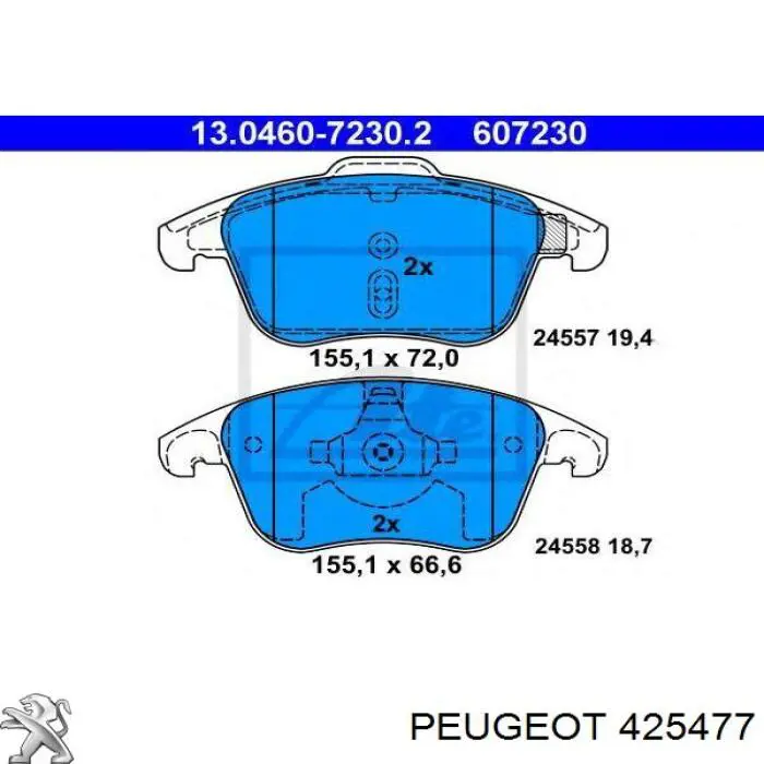 Compre 425477 Peugeot/Citroen Sapatas do freio dianteiras de disco