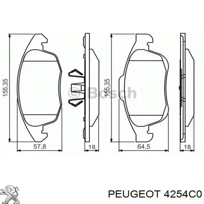 Compre 4254C0 Peugeot/Citroen Sapatas do freio dianteiras de disco