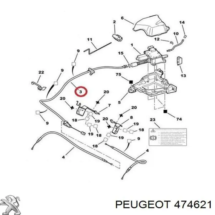 Cabo do freio de estacionamento dianteiro Peugeot/Citroen 474621 preço, a partir de 32,39 USD