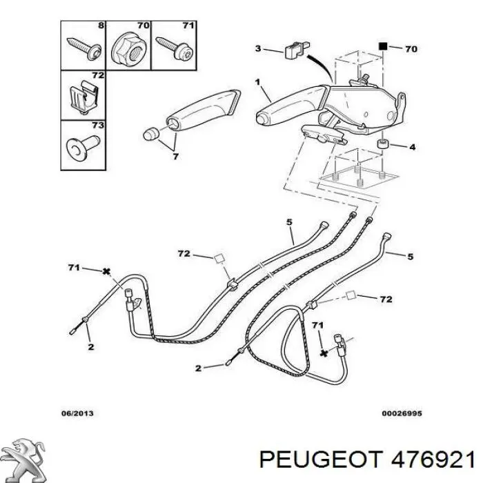 Guia de cabos do freio de estacionamento Peugeot/Citroen 476921 preço, a partir de 34,55 USD
