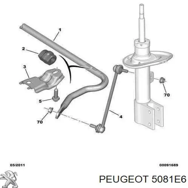 Estabilizador dianteiro Peugeot/Citroen 5081E6 preço, a partir de 78,43 USD