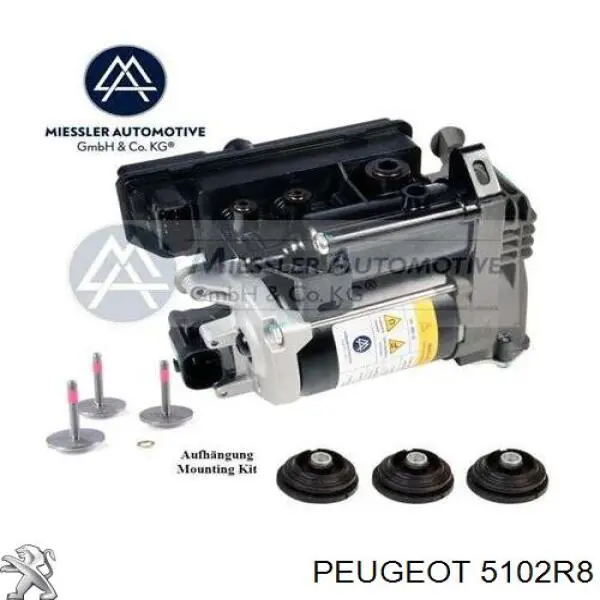 Coxim pneumático (suspensão de lâminas pneumática) do eixo traseiro 5102R8 Peugeot/Citroen