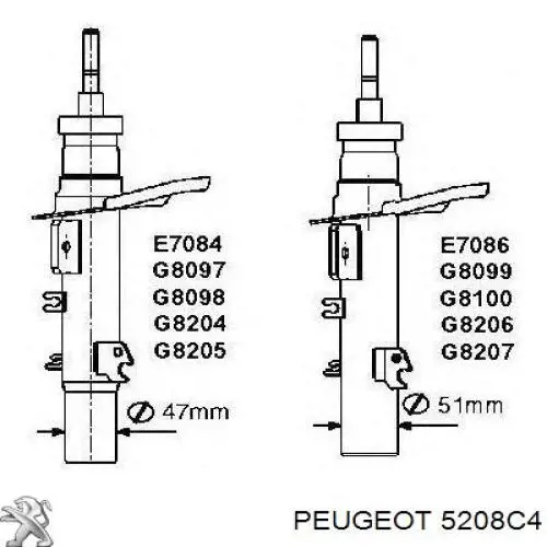 Amortecedor dianteiro esquerdo Peugeot/Citroen 5208C4 preço, a partir de 72,78 USD