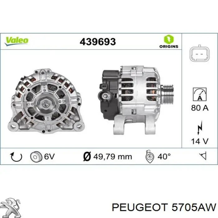 5705AW Peugeot/Citroen Gerador