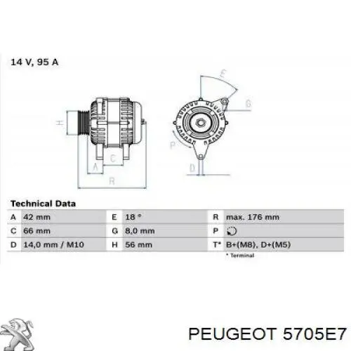 Gerador Peugeot/Citroen 5705E7 preço, a partir de 146,74 USD