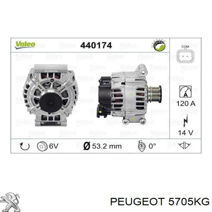 Gerador Peugeot/Citroen 5705KG preço, a partir de 129,40 USD
