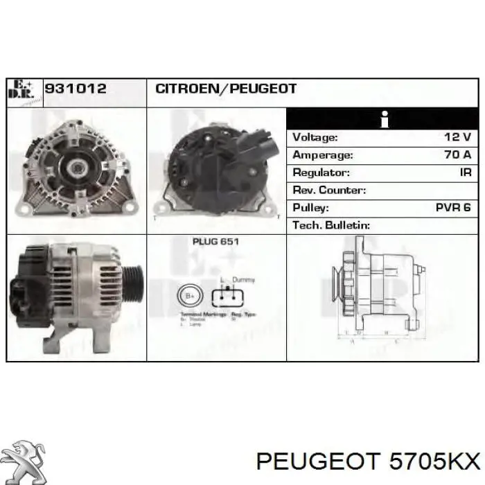 Gerador Peugeot/Citroen 5705KX preço, a partir de 105,74 USD