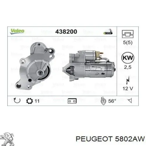 5802AW Peugeot/Citroen Motor de arranco