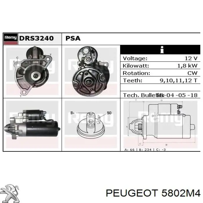 Compre 5802M4 Peugeot/Citroen Motor de arranco