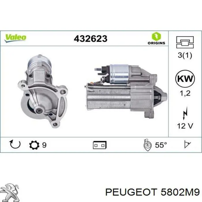 5802M9 Peugeot/Citroen Motor de arranco