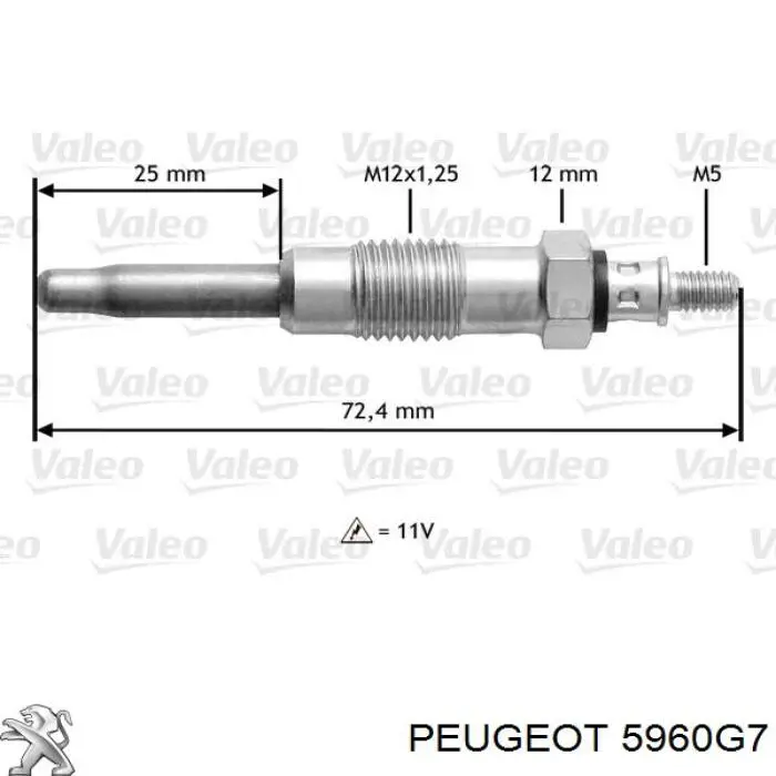 Vela de incandescência 5960G7 Peugeot/Citroen