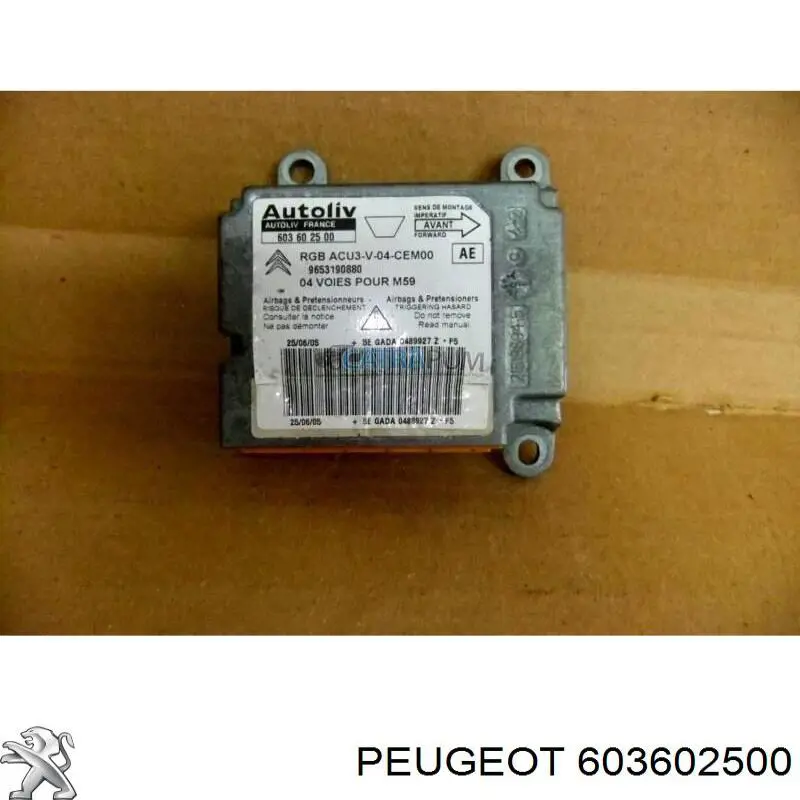 Módulo processador de controlo da bolsa de ar (Centralina eletrônica AIRBAG) 603602500 Peugeot/Citroen