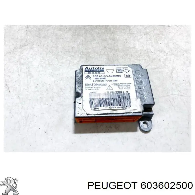 603602500 Peugeot/Citroen Módulo processador de controlo da bolsa de ar (Centralina eletrônica AIRBAG)