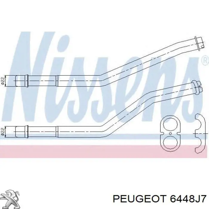 6448J7 Peugeot/Citroen Mangueira do radiador de aquecedor (de forno), dupla
