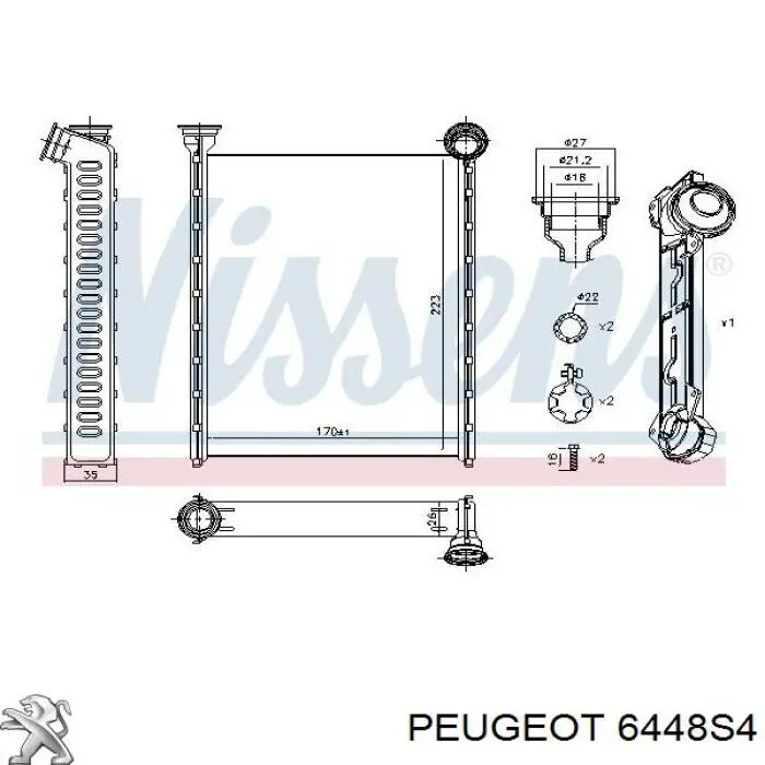 Compre 6448S4 Peugeot/Citroen Radiador de forno (de aquecedor)