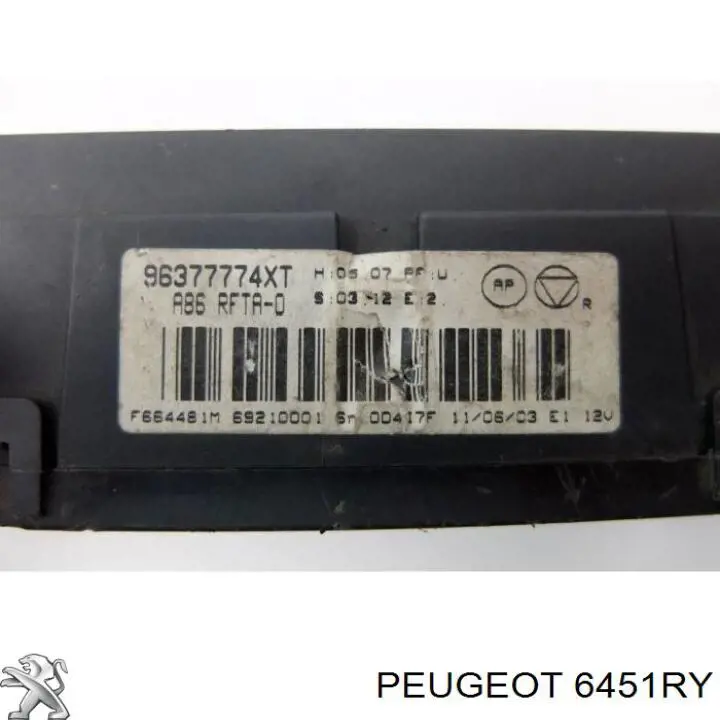 6451RY Peugeot/Citroen Unidade de controlo dos modos de aquecimento/condicionamento