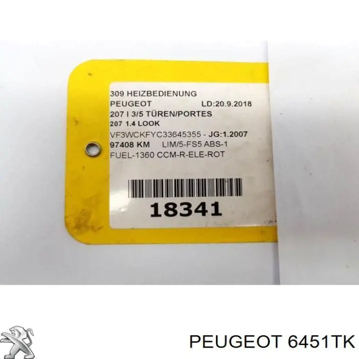 Unidade de controlo dos modos de aquecimento/condicionamento Peugeot 207  WA, WC
