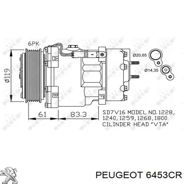  Peugeot/Citroen 6453CR preço, a partir de 10,96 USD
