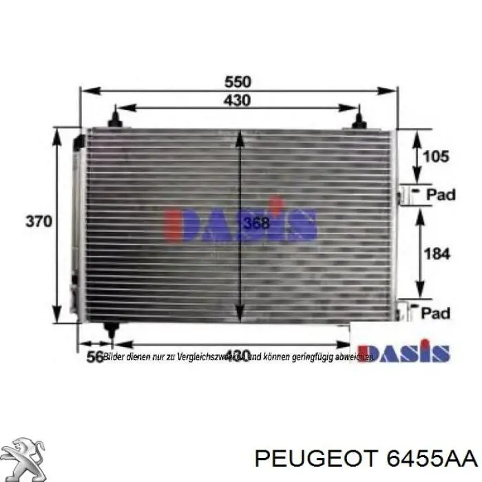 Compre 6455AA Peugeot/Citroen Radiador de aparelho de ar condicionado
