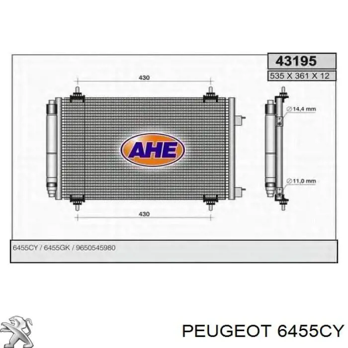 Radiador de aparelho de ar condicionado Peugeot/Citroen 6455CY preço, a partir de 94,14 USD