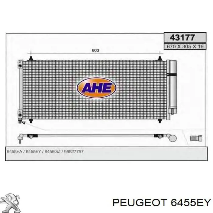 Radiador de aparelho de ar condicionado Peugeot/Citroen 6455EY preço, a partir de 93,11 USD