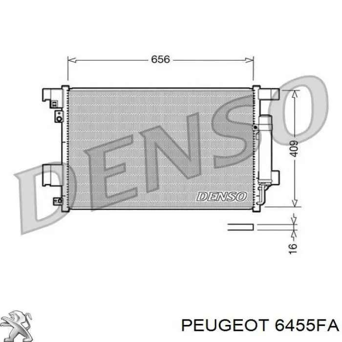6455FA Peugeot/Citroen Radiador de aparelho de ar condicionado