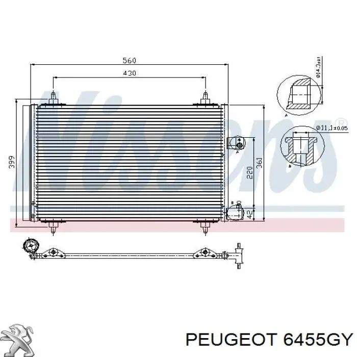 Radiador de aparelho de ar condicionado Peugeot/Citroen 6455GY preço, a partir de 86,47 USD