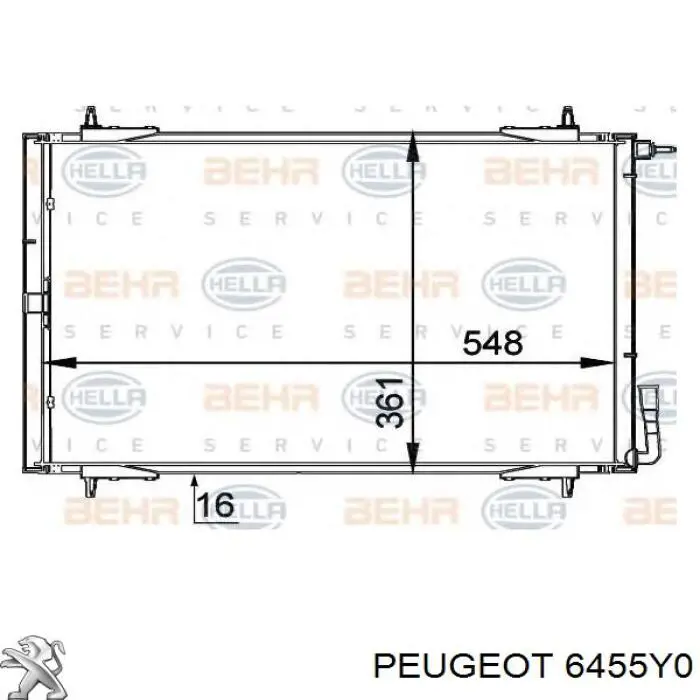 6455Y0 Peugeot/Citroen Radiador de aparelho de ar condicionado
