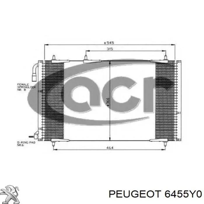 Compre 6455Y0 Peugeot/Citroen Radiador de aparelho de ar condicionado